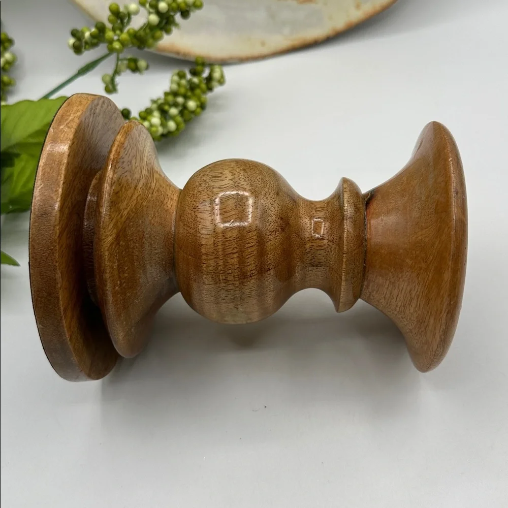 Pottery Barn Fruitwood Natural Candle Holder.